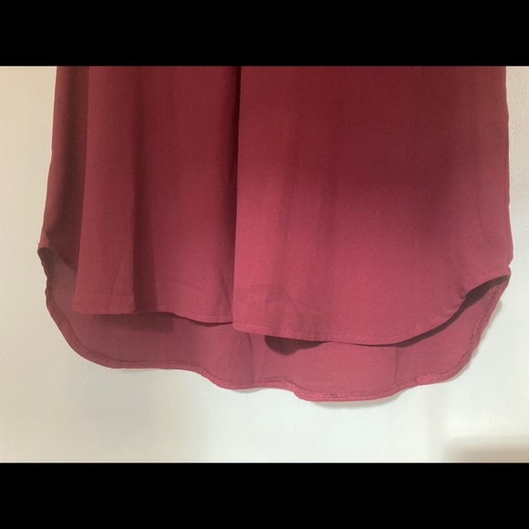 Burgundy flutter sleeve blouse with lace detail - Picture 2 of 16